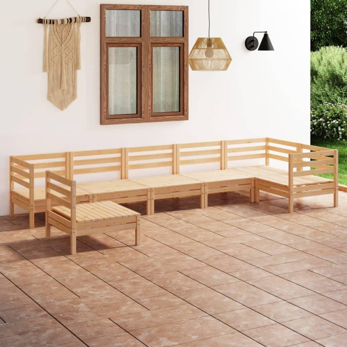 VIDAXL Salon de jardin 7 pcs Bois de pin massif