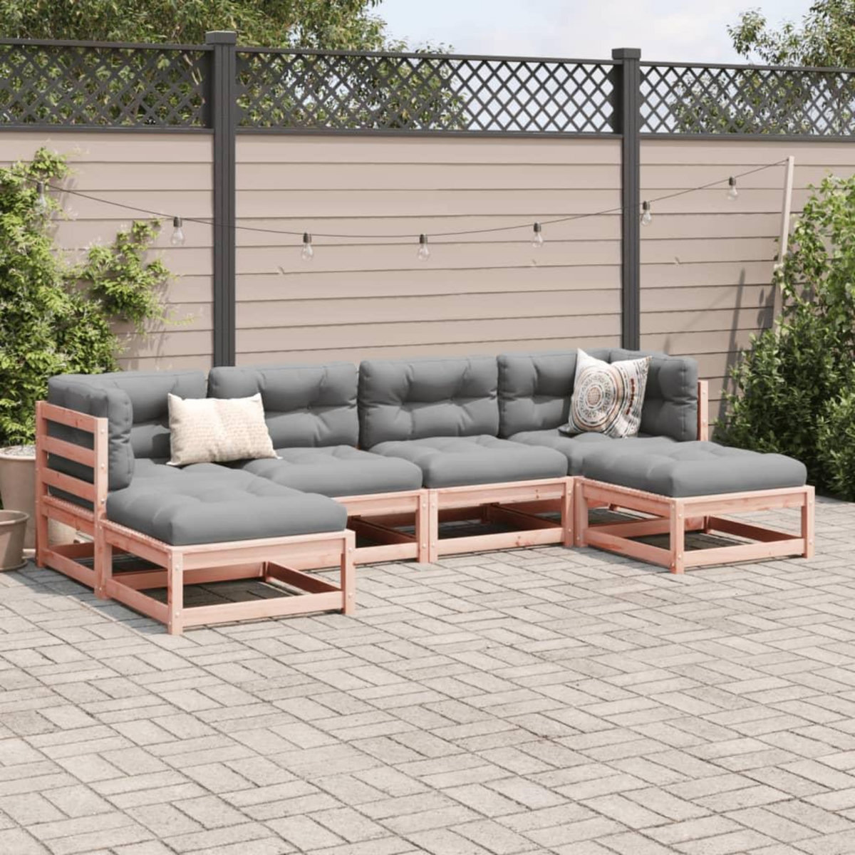 VIDAXL Salon de jardin 6 pcs et coussins bois massif sapin de douglas