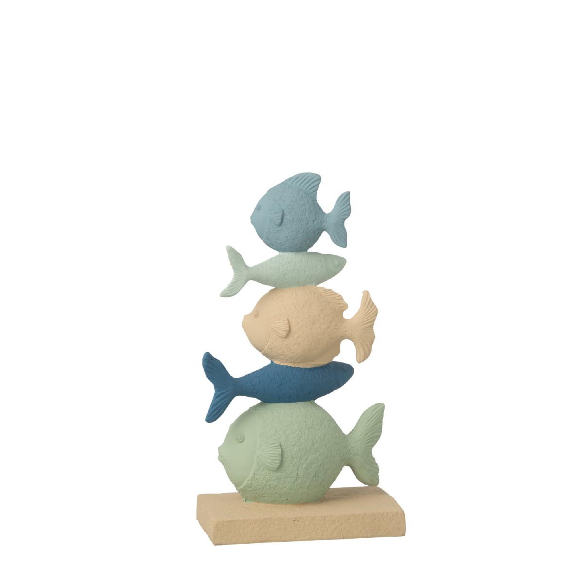 Voir la diapositive 2 : J-LINE Statuette pyramide de poissons  océan  32cm multicolore