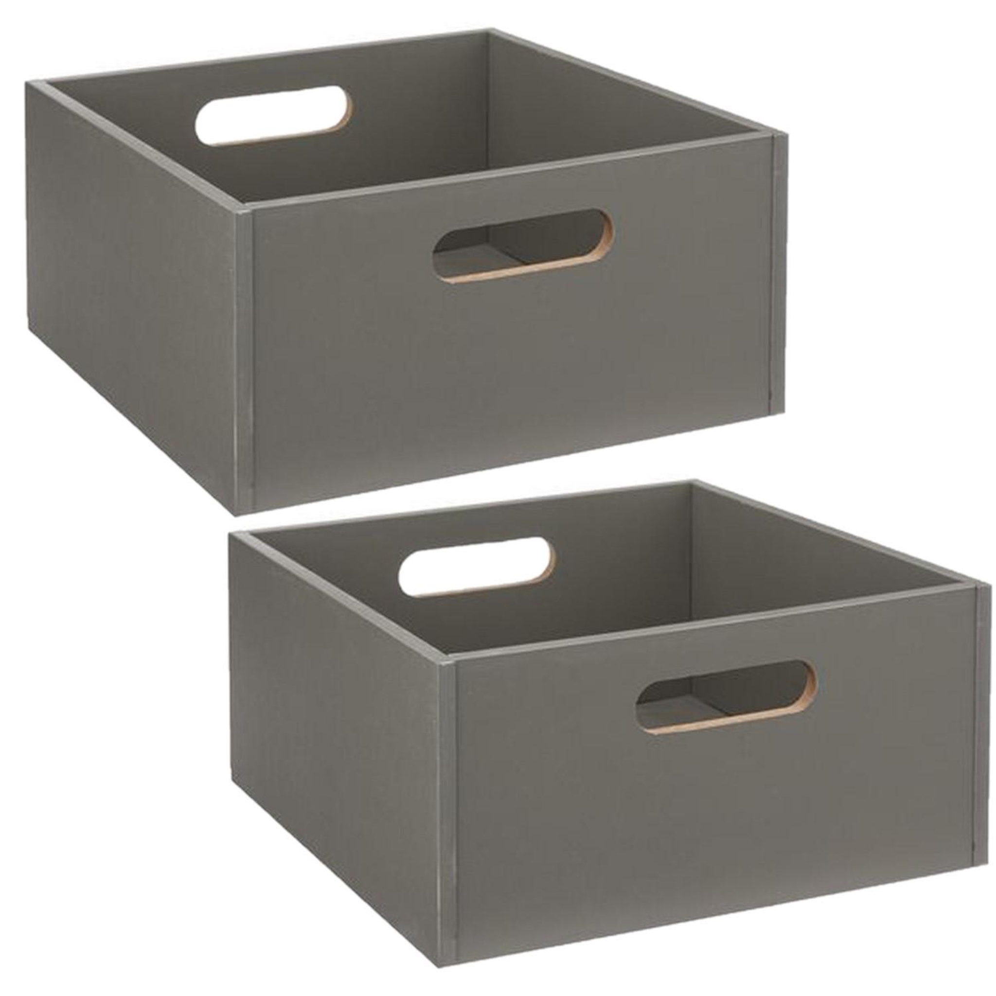 Voir la diapositive 1 : TOILINUX Lot de 2 Boîtes de rangement carrée en MDF