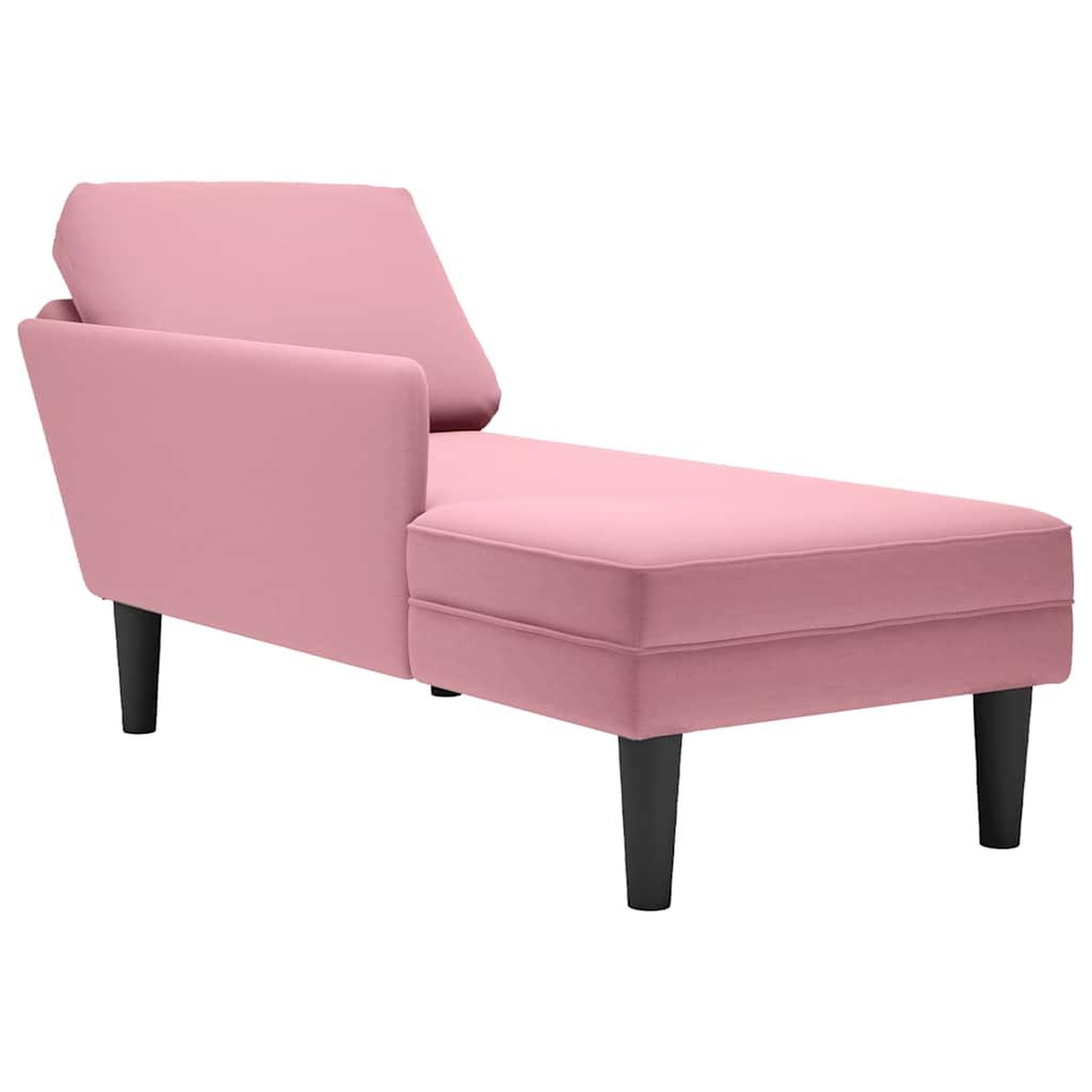 VIDAXL Fauteuil long avec coussin et accoudoir droit rose velours