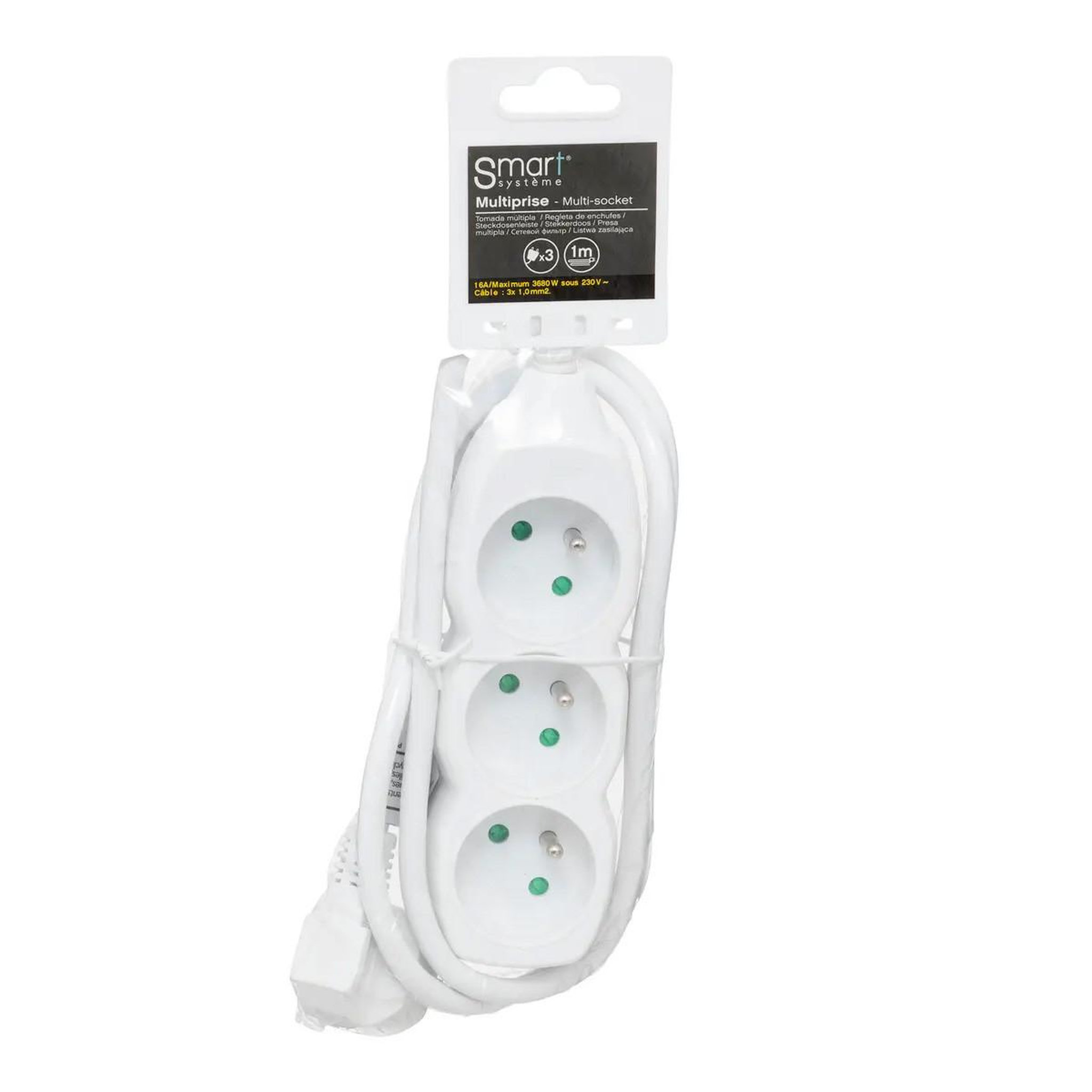 Voir la diapositive 2 : SMART SYSTEM Multiprise 3 prises  smart  1m blanc