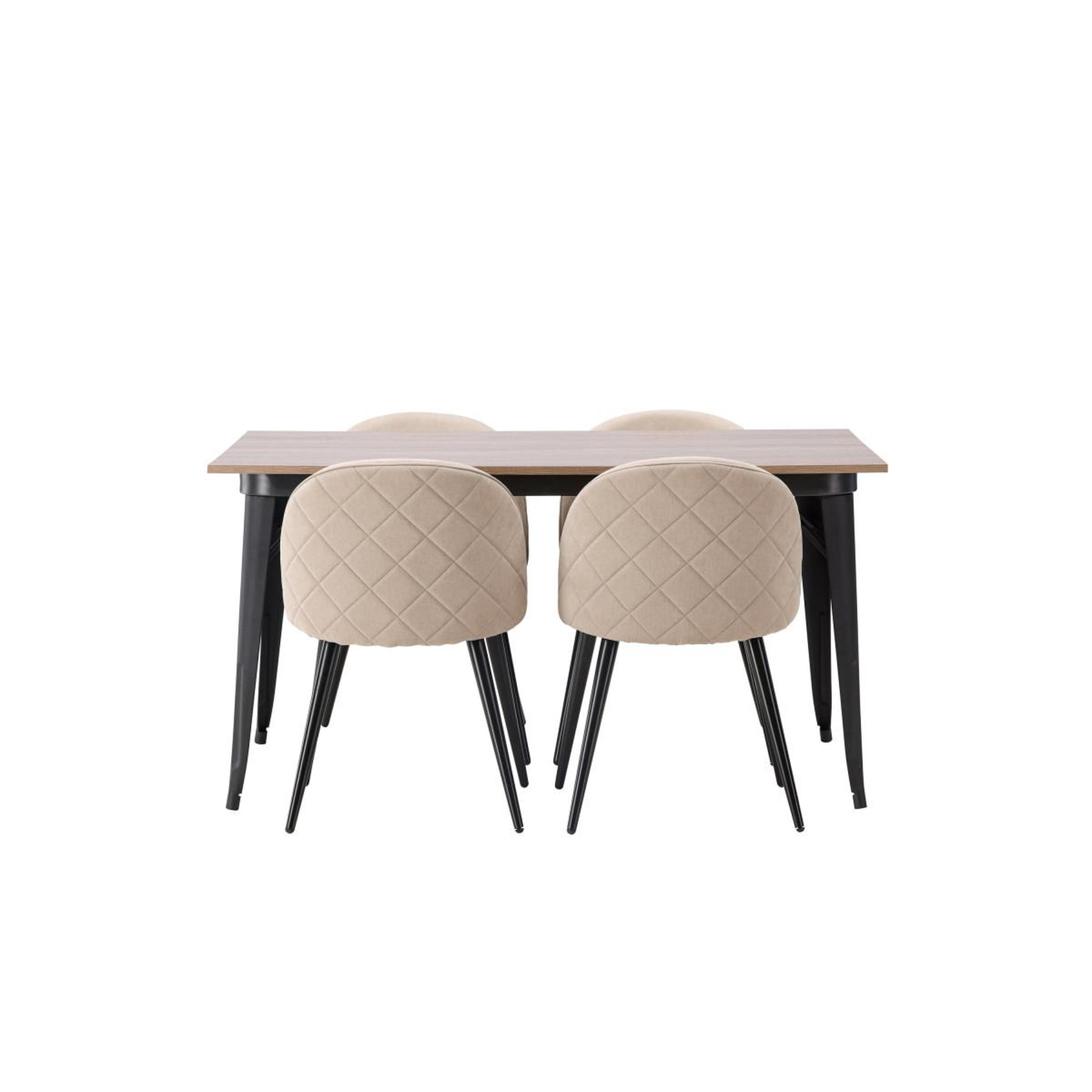 Voir la diapositive 2 : Paris Prix Ensemble table à manger & 4 chaises  tempe & velvet  140cm naturel & beige