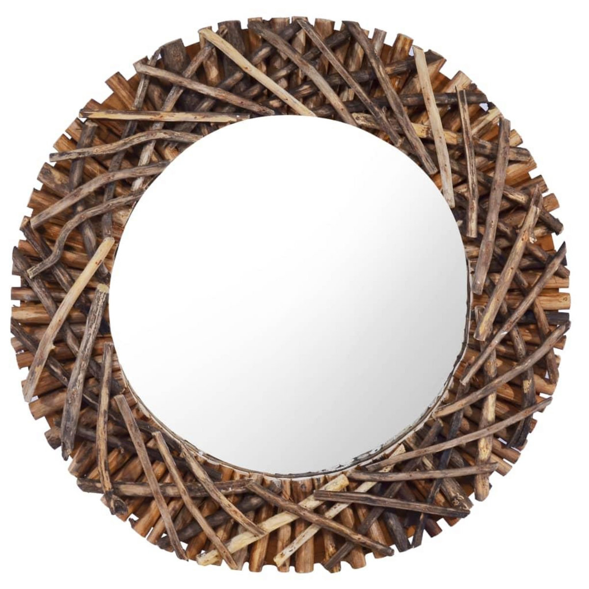 VIDAXL Miroir mural 60 cm Teck Rond