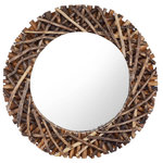 VIDAXL Miroir mural 60 cm Teck Rond