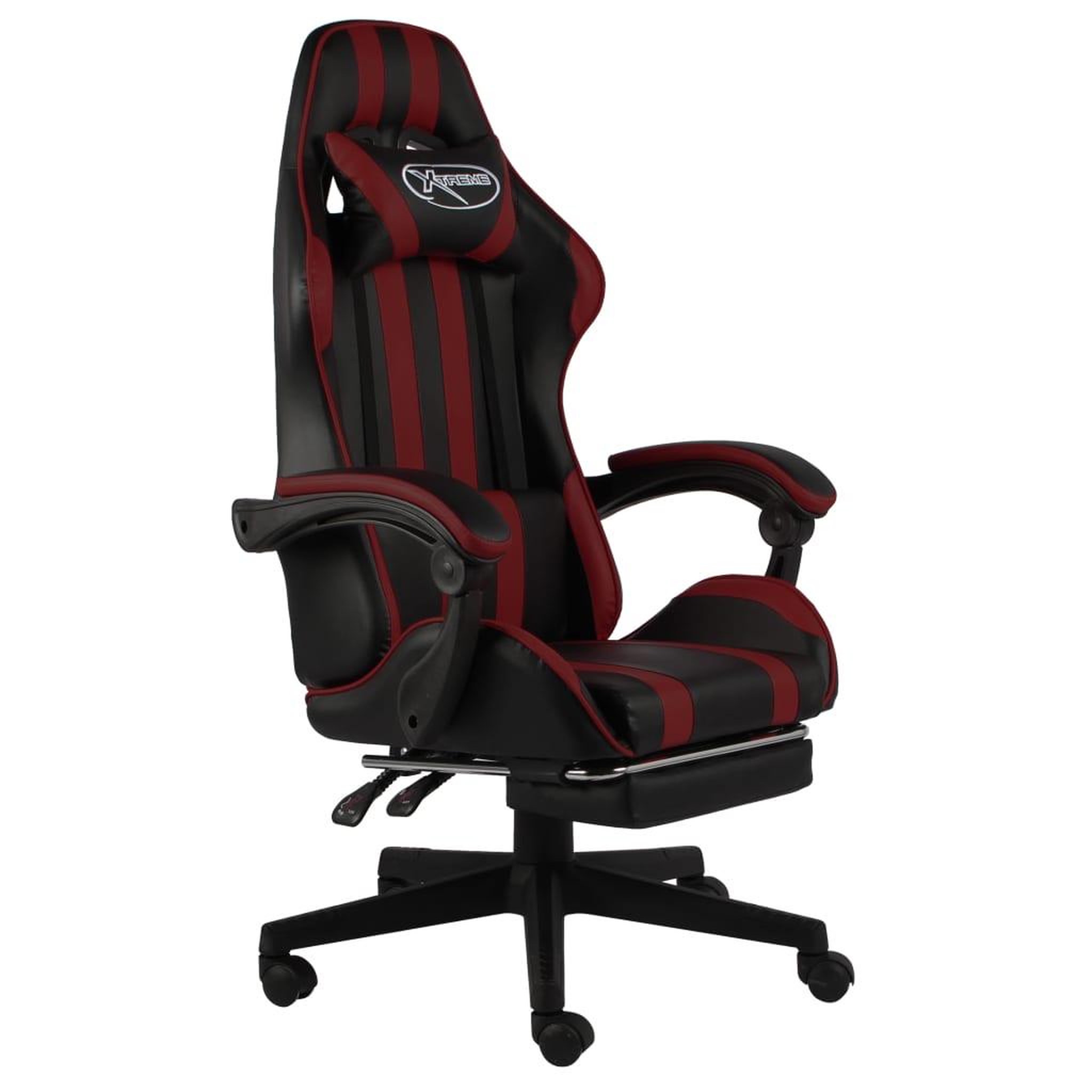 VIDAXL Fauteuil de jeux video et repose-pied Noir/bordeaux Similicuir