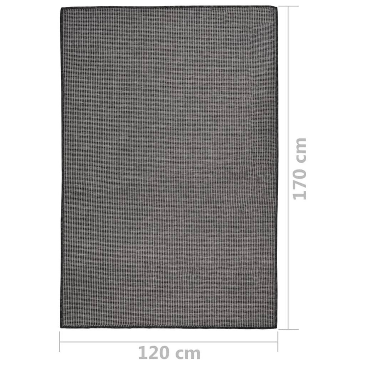 VIDAXL Tapis a tissage plat d'exterieur 120x170 cm Gris