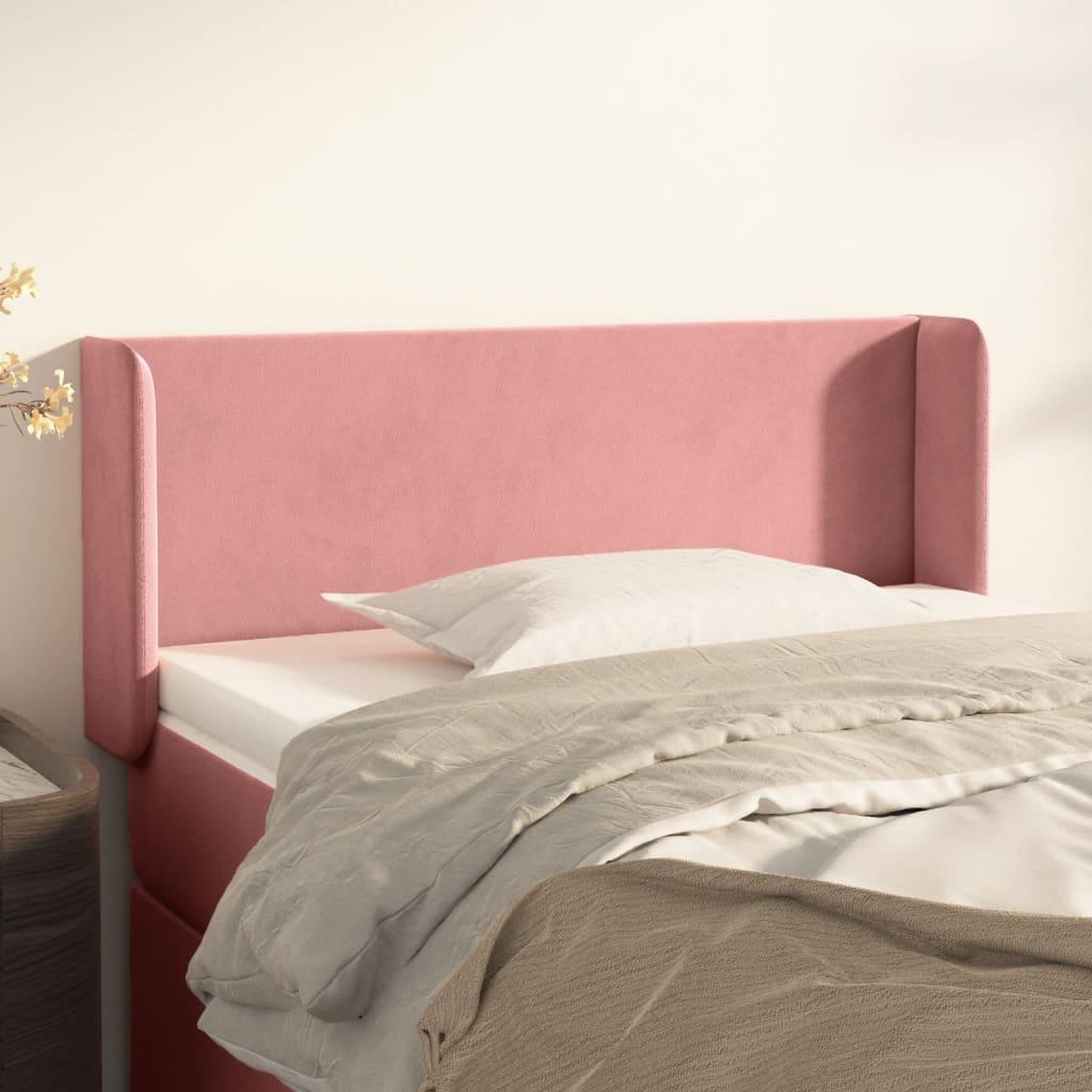 Voir la diapositive 1 : VIDAXL Tete de lit avec oreilles Rose 103x16x78/88 cm Velours