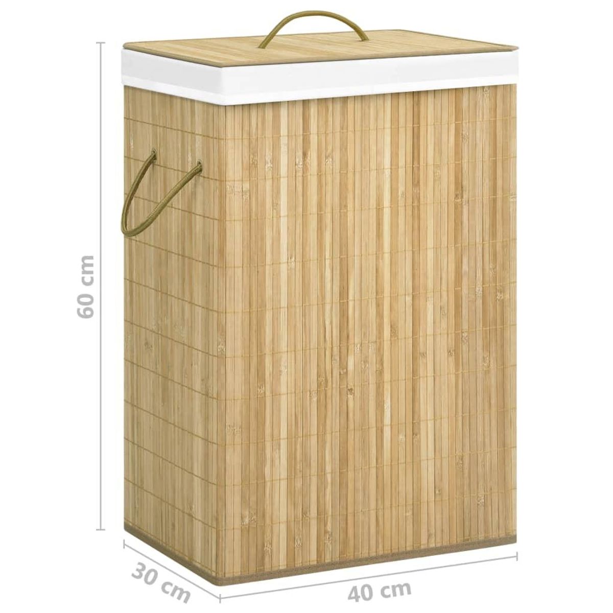 VIDAXL Panier a linge avec 2 sections bambou 72 L
