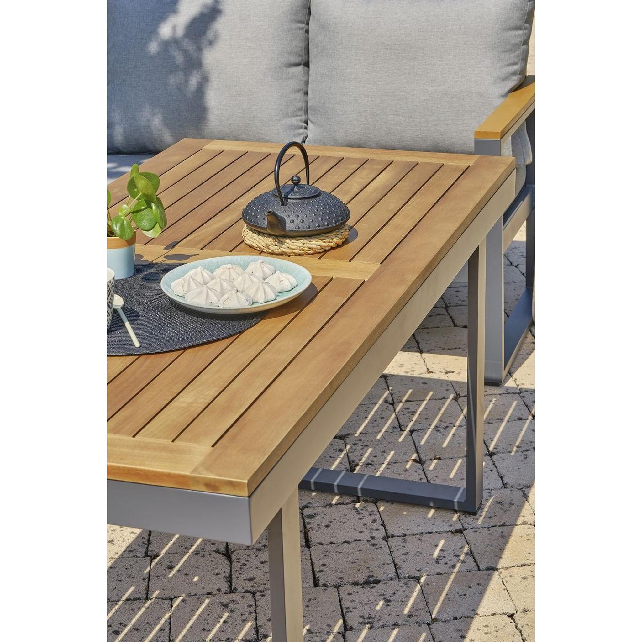 Voir la diapositive 4 : DCB GARDEN Ensemble Repas de Jardin 7 Places  Yonaha  187cm Gris Anthracite