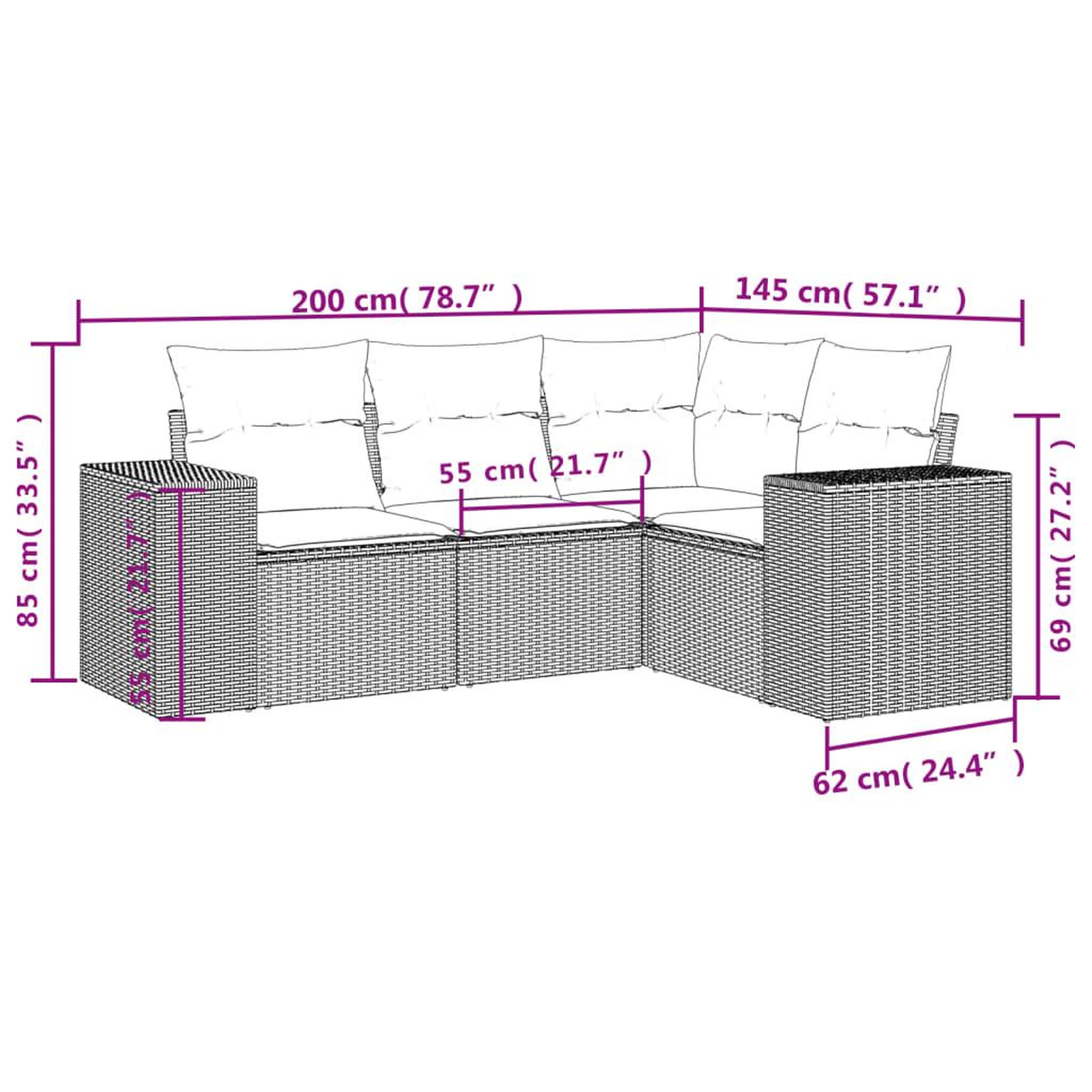 Voir la diapositive 3 : VIDAXL Salon de jardin avec coussins 4 pcs beige resine tressee