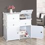 Voir la diapositive 2 : HOMCOM Armoire étagère à chaussures 3 niveaux 6 compartiments plastique + autocollants décoratifs 75L x 37l x 73H cm blanc