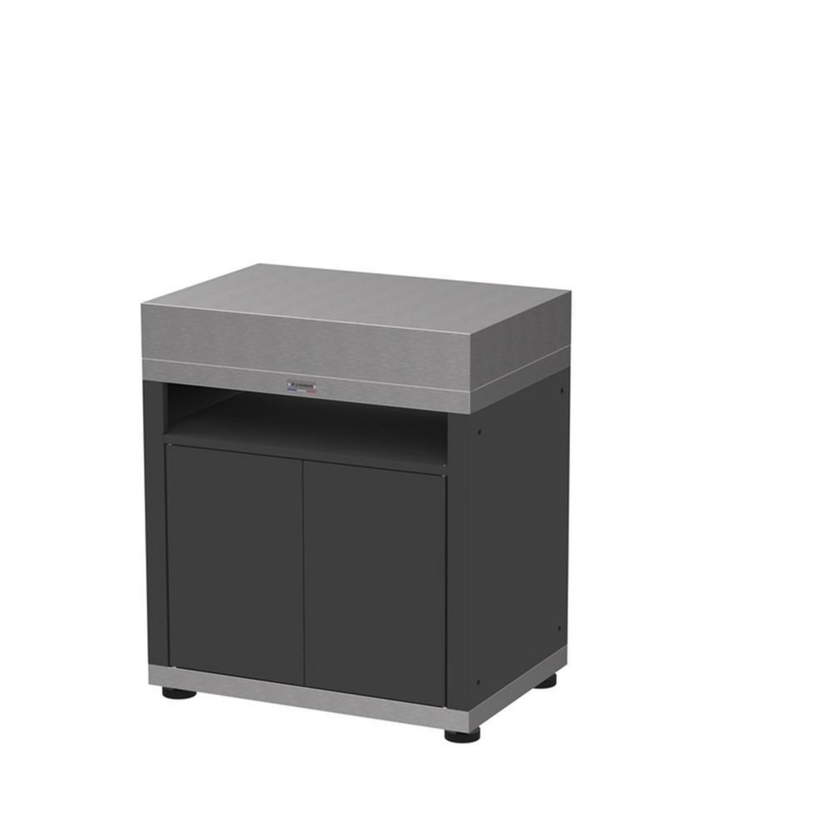 Le marquier Meuble avec tablette en inox et acier noir - 80 x 55 x 92 cm