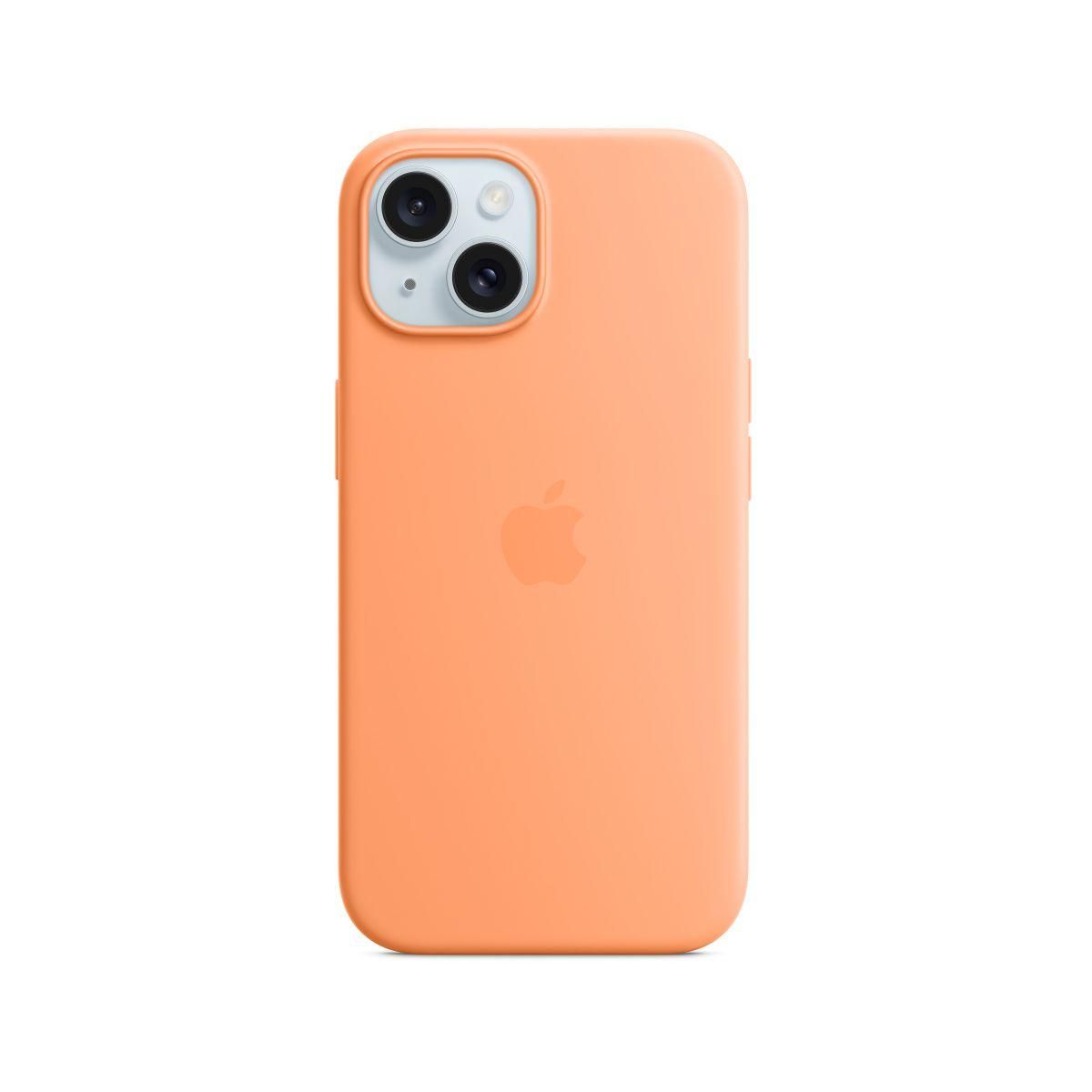 APPLE Coque iPhone 15 MagSafe silicone Sorbet orange