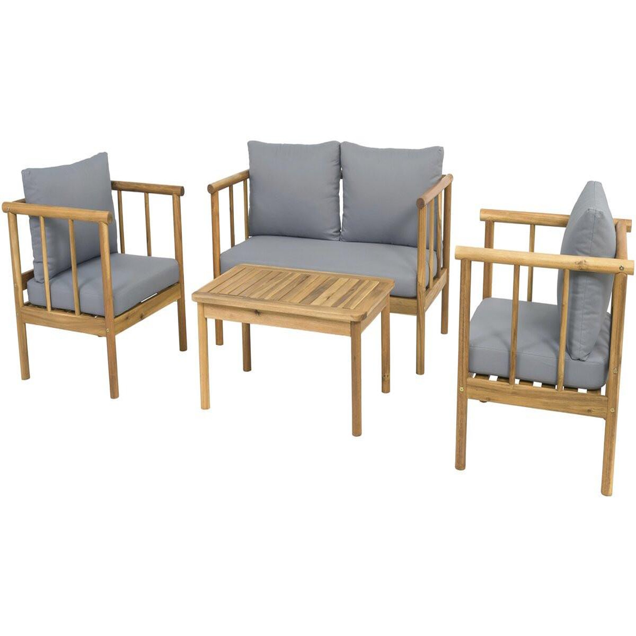 Voir la diapositive 4 : Habitat et Jardin Salon de jardin en bois avec coussins inclus  milano  - 4 places - gris