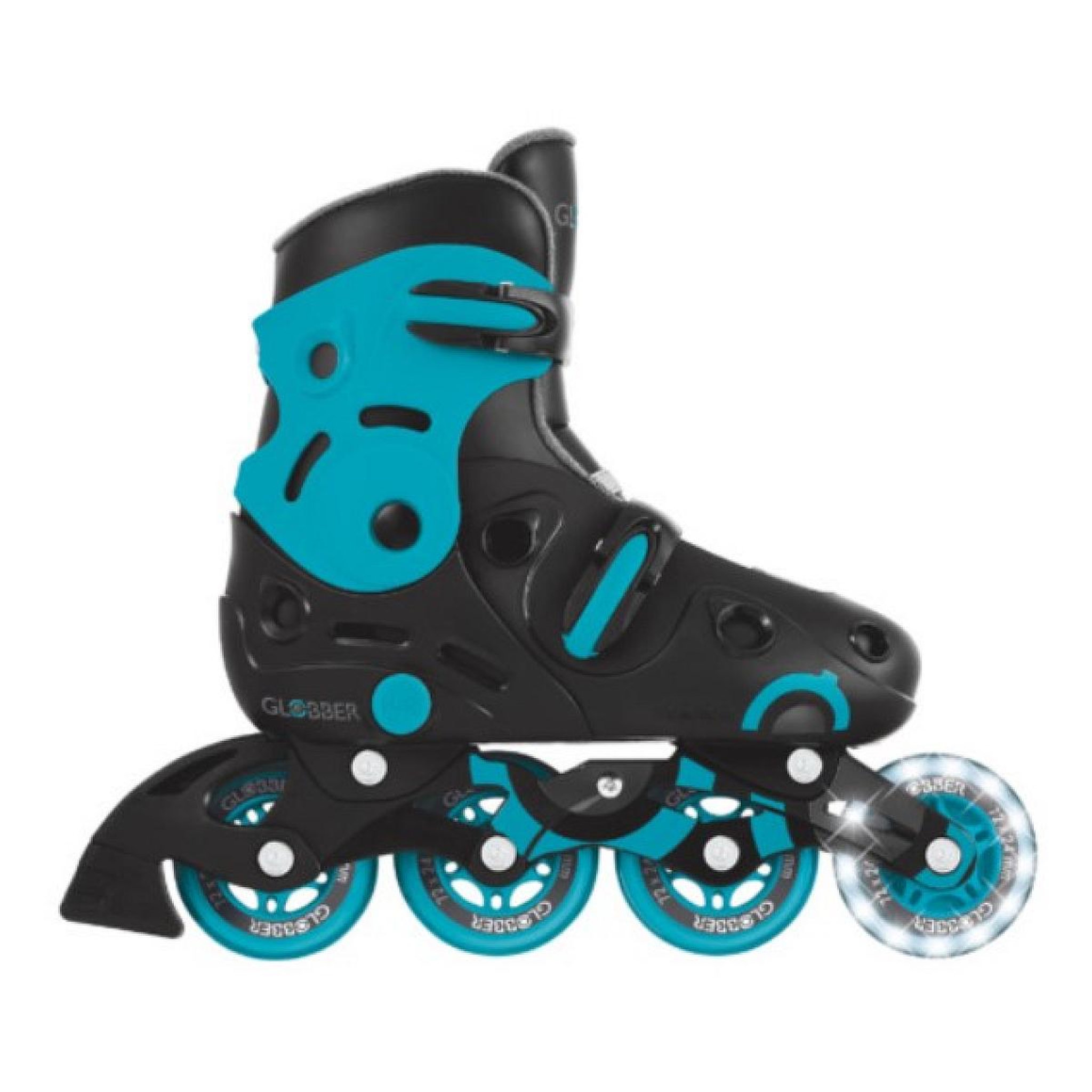 Globber Patins à Roulettes GO-SKATE - T. 34-37 - Noir/Aqua Bleu