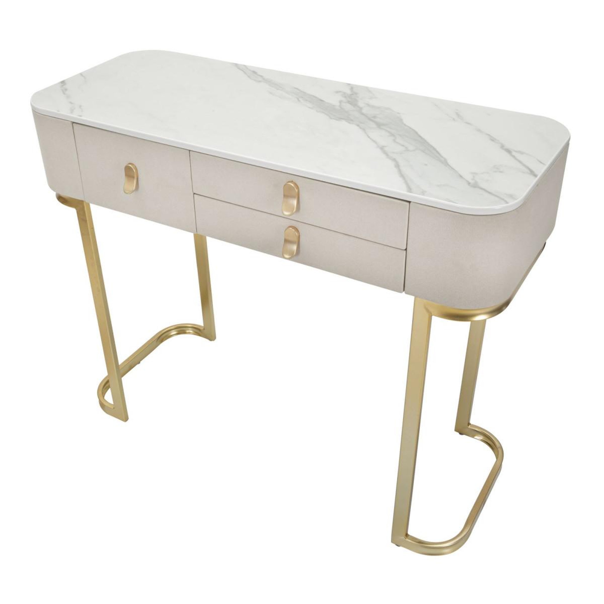 Voir la diapositive 5 : Paris Prix Console Effet Marbre  Beauty  100cm Crème & Or