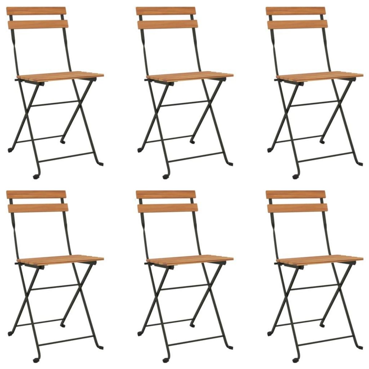 VIDAXL Chaises de bistrot pliantes lot de 6 Bois de teck solide acier