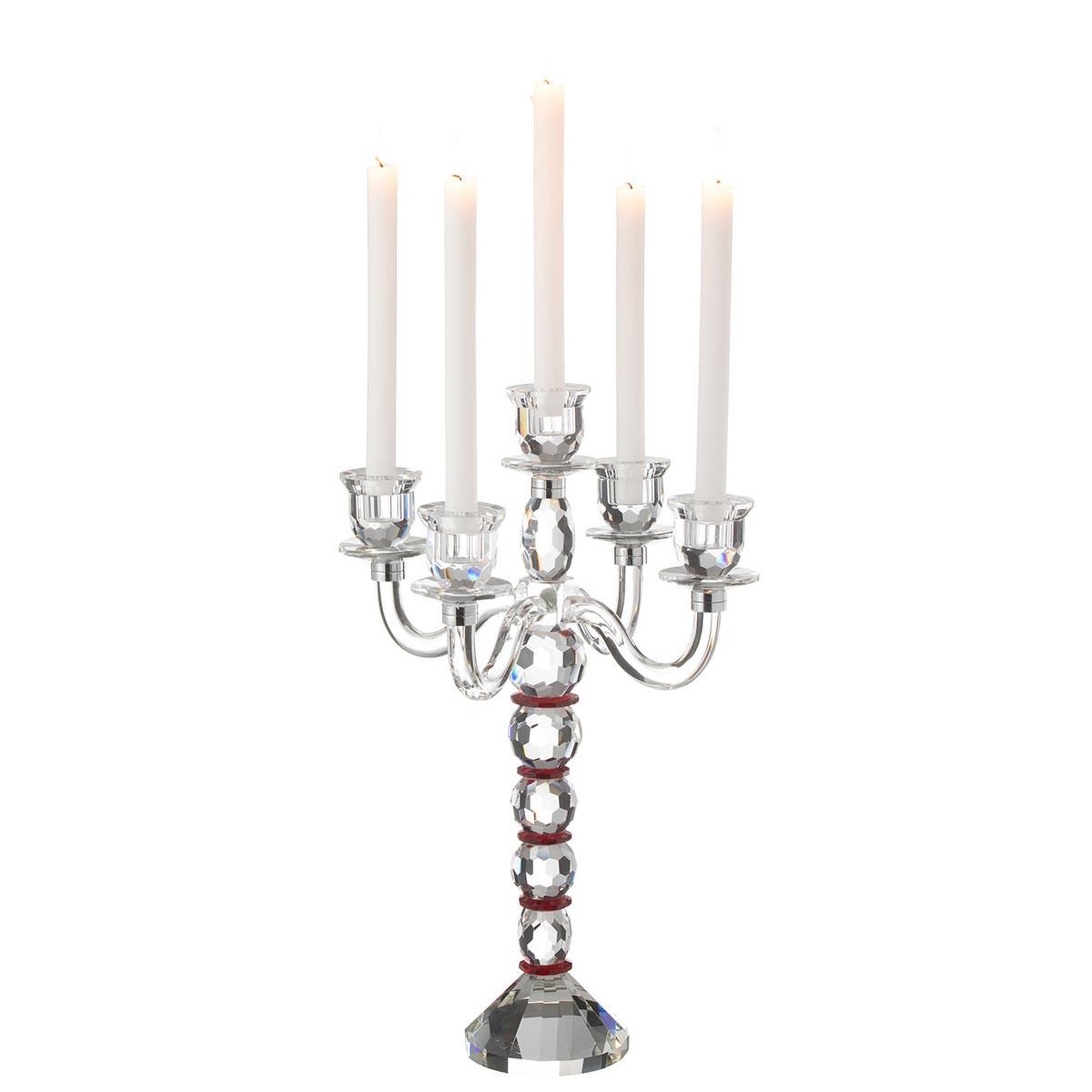 Voir la diapositive 2 : J-LINE Chandelier 5 branches  annie  49cm transparent & rouge
