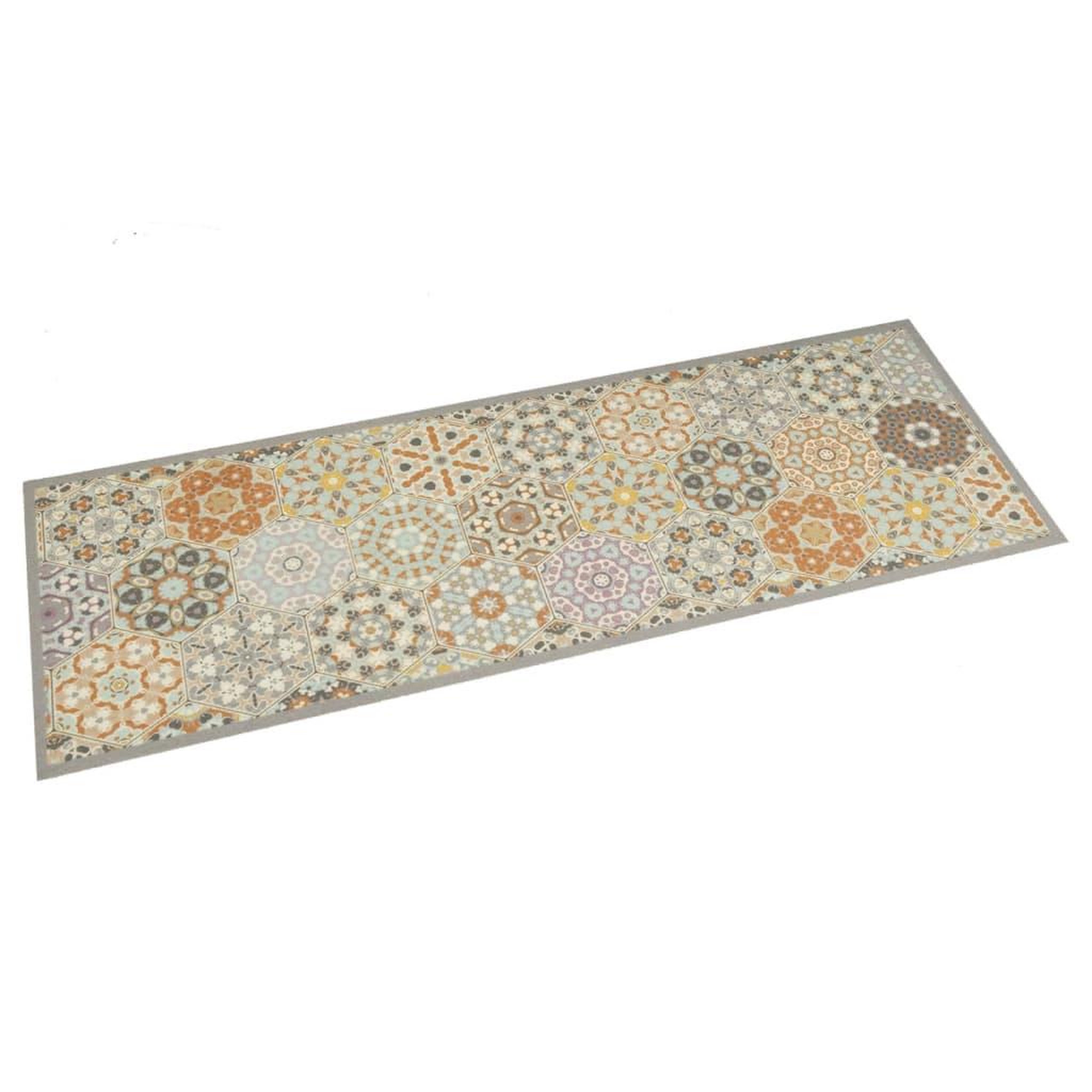 VIDAXL Tapis de cuisine lavable impression pastel hexagonale 60x180 cm