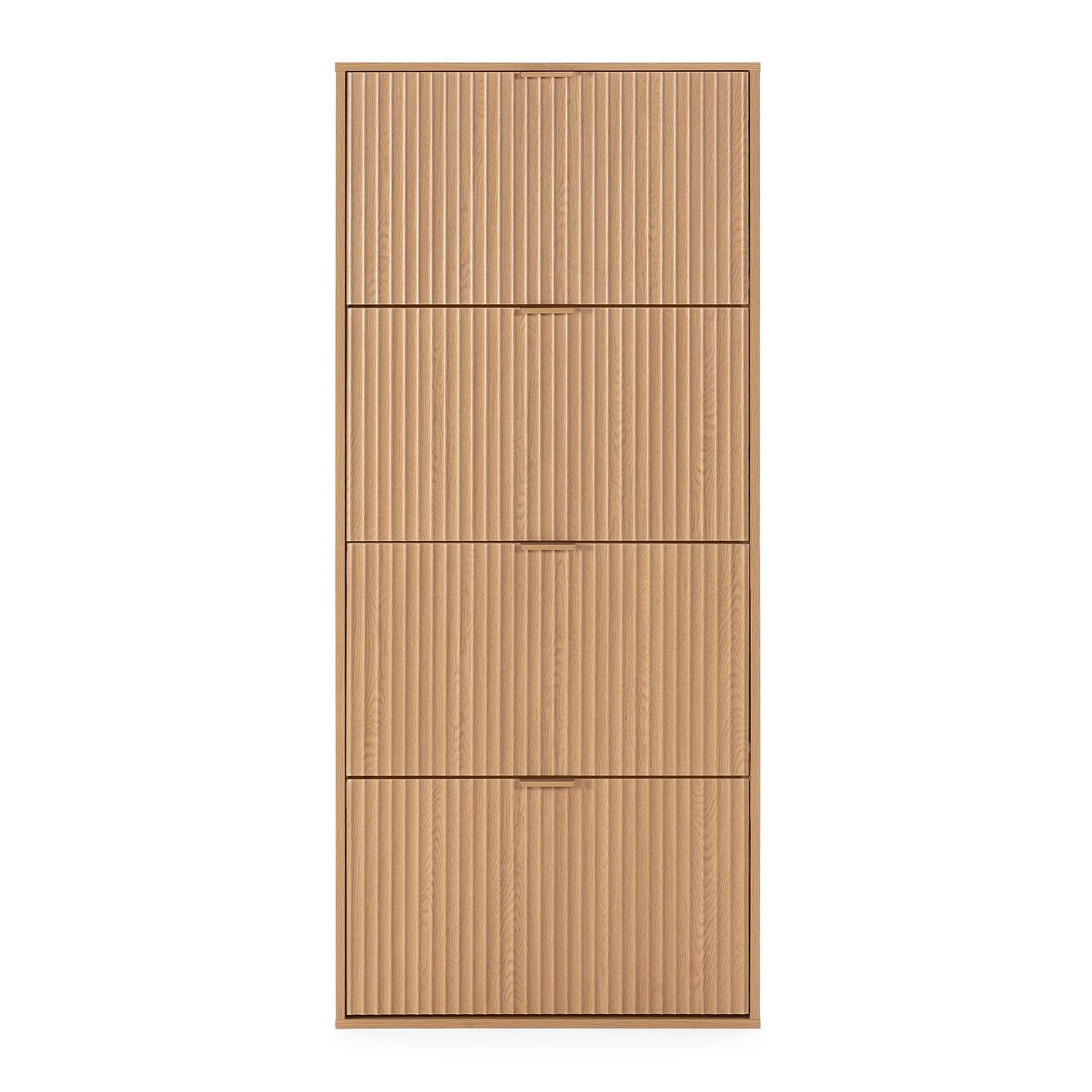 Voir la diapositive 4 : VS VENTA-STOCK Meuble à chaussures Lluvia 4 portes couleur chêne, pour 24 paires
