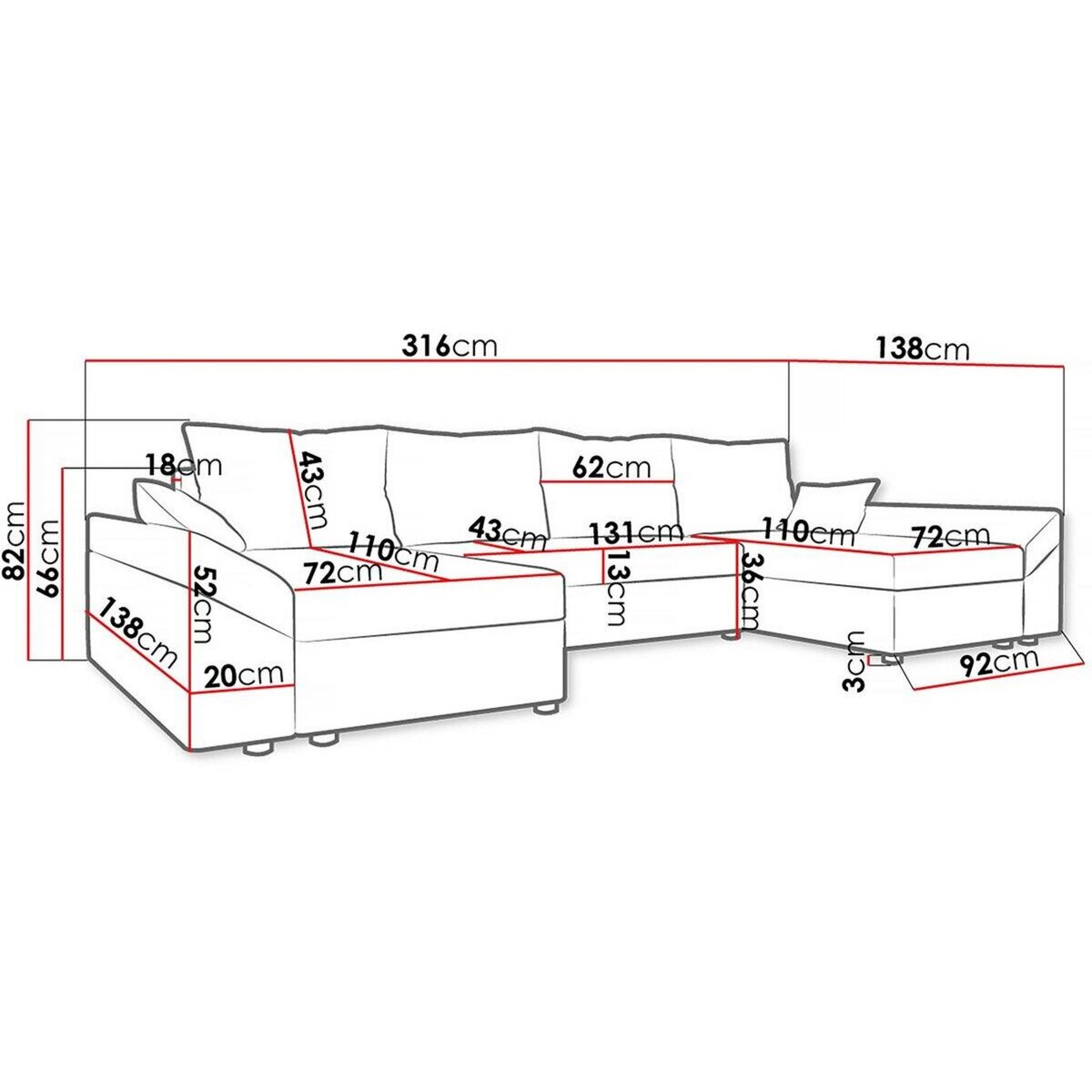 Habitat et Jardin Canapé panoramique  Vaugirard  en velours côtelé - 5 places - Gris