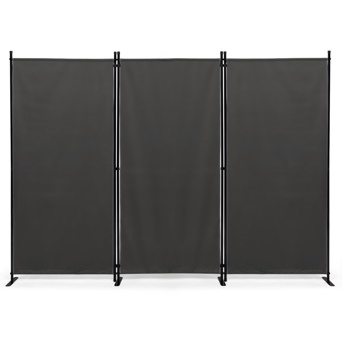 ID MARKET Paravent intérieur et extérieur sur pieds 3 panneaux 250 x 180 cm gris anthracite séparateur store latéral