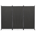 ID MARKET Paravent intérieur et extérieur sur pieds 3 panneaux 250 x 180 cm gris anthracite séparateur store latéral