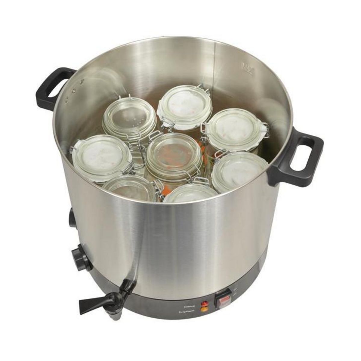 Kitchen chef Stérilisateur de bocaux électrique avec cuve inox robinet et minuteur 31l 2100w - kcpst31ix