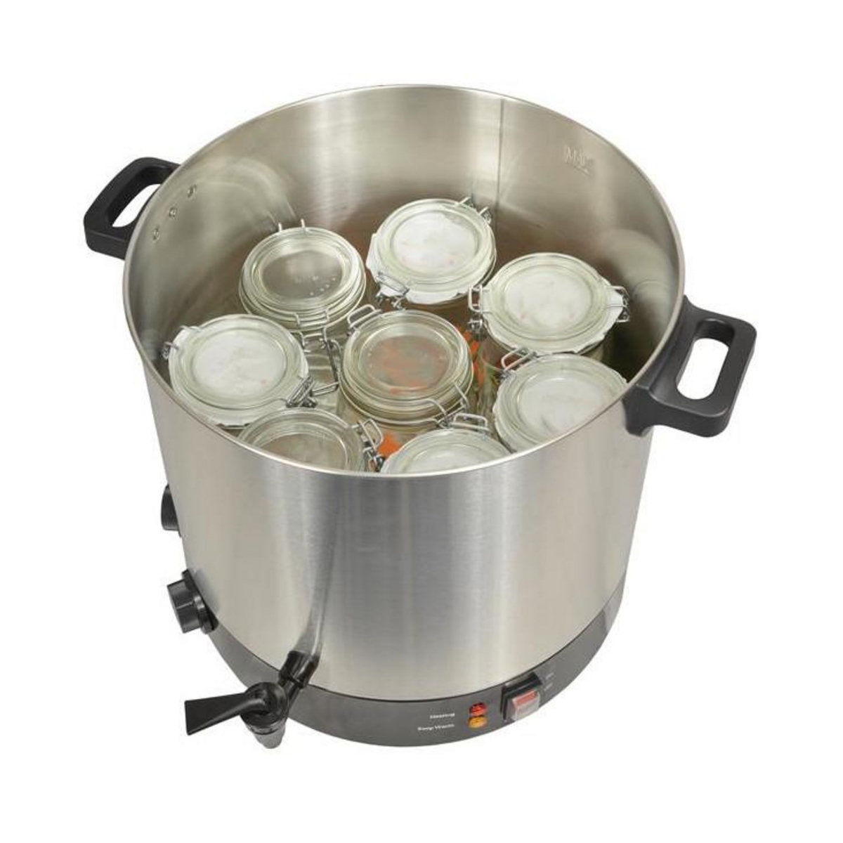 Kitchen chef Stérilisateur de bocaux électrique avec cuve inox robinet et minuteur 31l 2100w - kcpst31ix