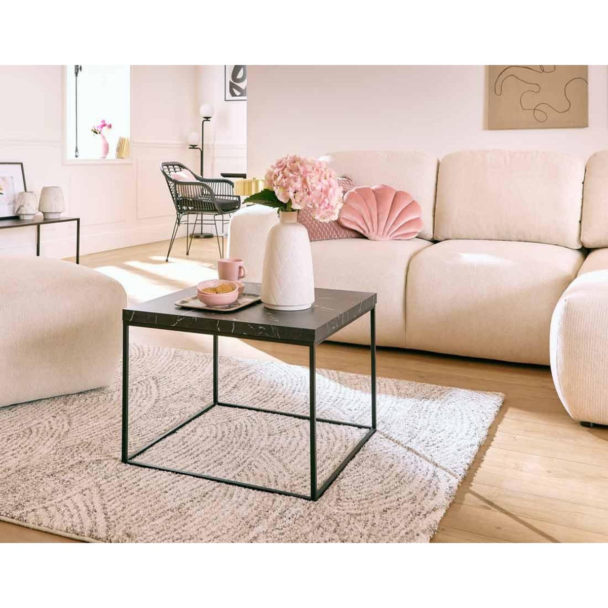 LISA DESIGN Sorrente - canapé d'angle réversible - convertible avec coffre - 4 places - en tissu texturé