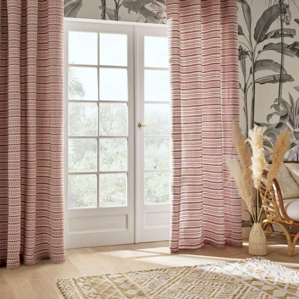 ATMOSPHERA Rideau à Œillets Jacquard  Micah  130x260cm Terracotta