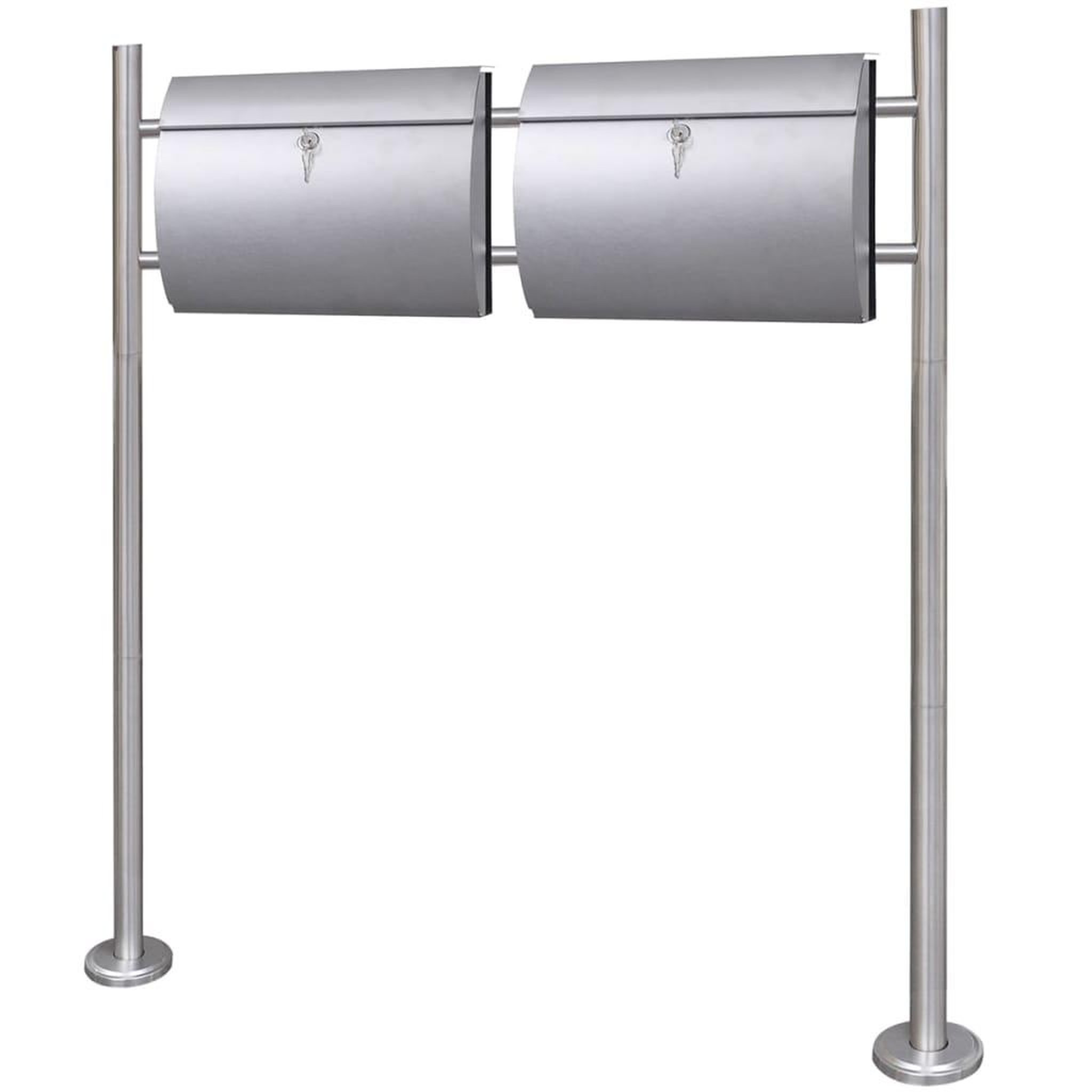 VIDAXL Double boîte a lettre sur support en acier inoxydable
