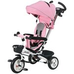 HOMCOM Tricycle enfant évolutif pliable pare-soleil canne télescopique amovible siège réversible rose