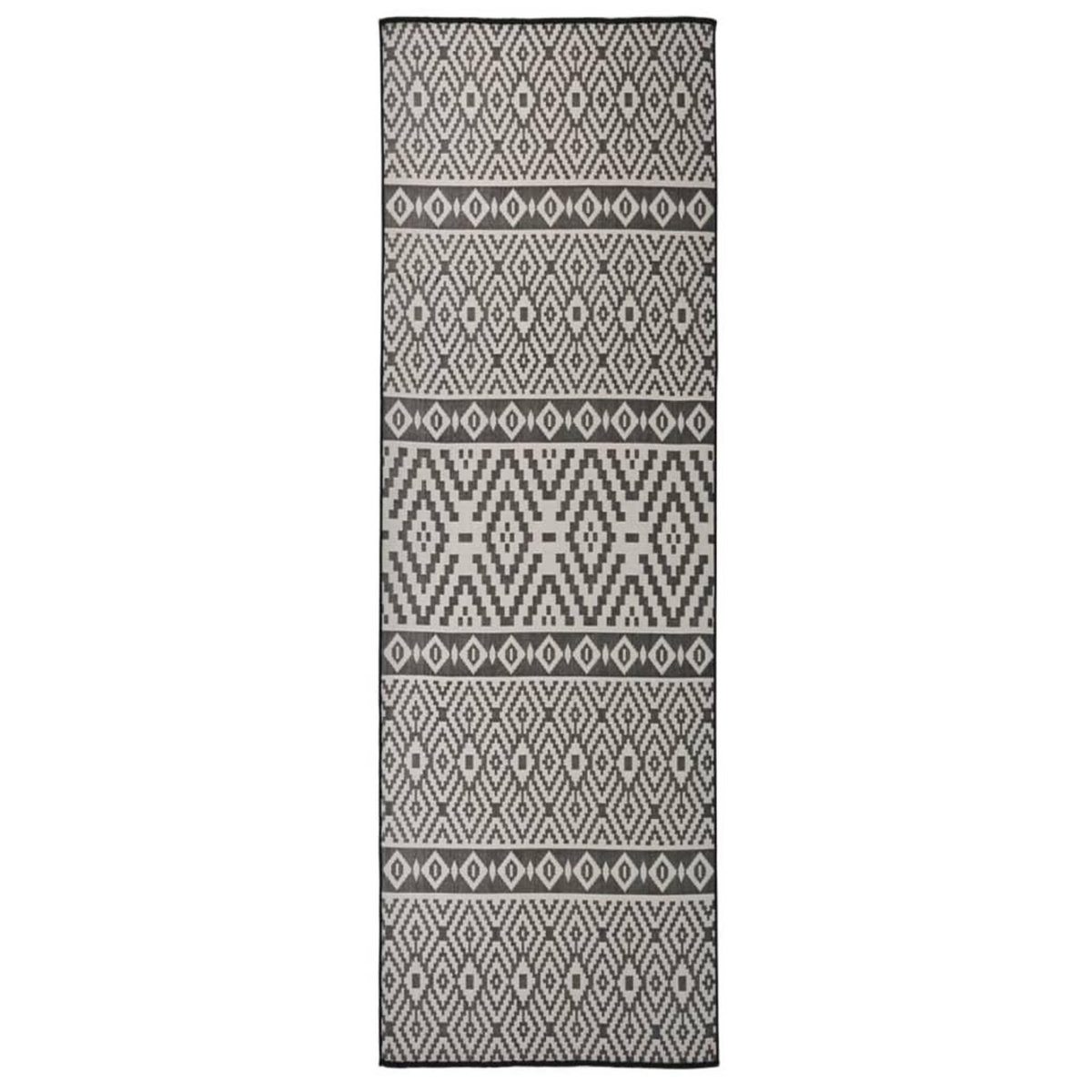 VIDAXL Tapis a tissage plat d'exterieur 80x250 cm Rayures noires
