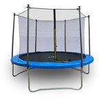 JUMP4FUN Trampoline pour enfant 10Ft ø305cm avec coussin de protection Bleu, Echelle et Filet de sécurité