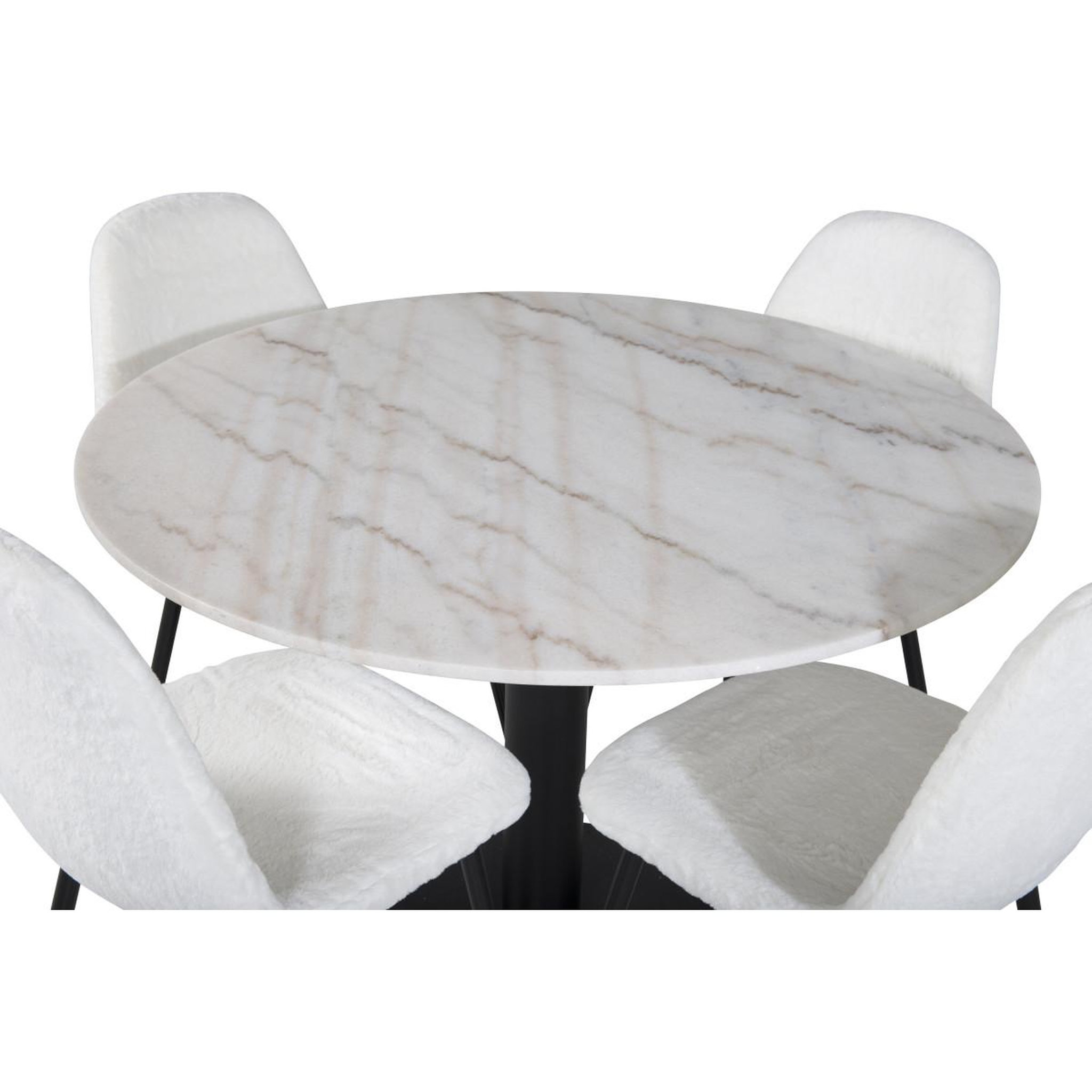 Voir la diapositive 3 : Paris Prix Ensemble Table à Manger & 4 Chaises  Estelle I & Polar I  106cm Blanc