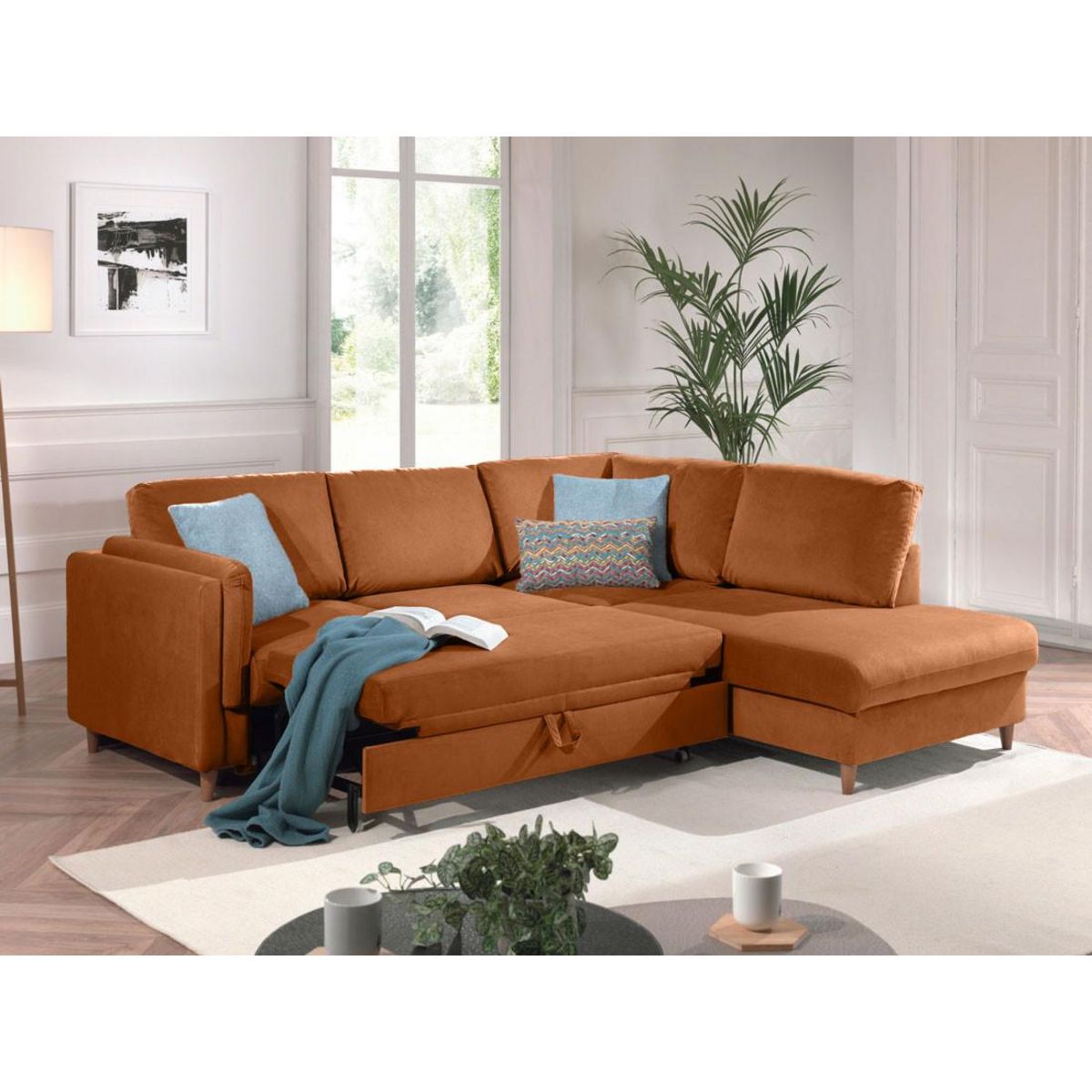 LISA DESIGN Brooke - canapé d'angle droit - convertible - 5 places - en velours