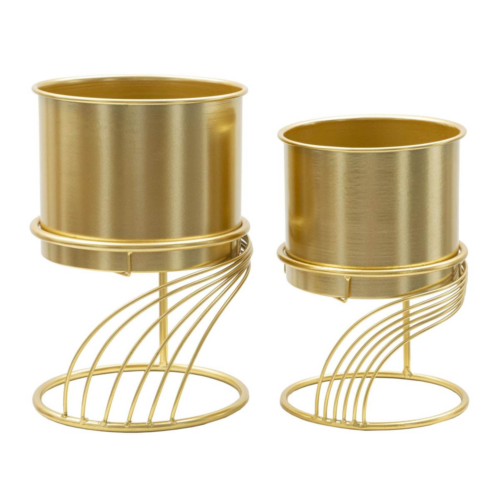 Paris Prix Lot de 2 cache-pots sur pied  spirally  35cm or