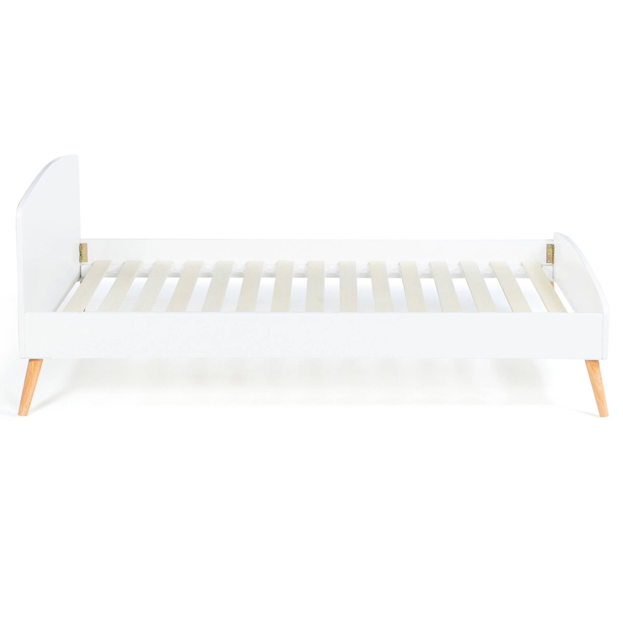 Voir la diapositive 4 : ID MARKET Lit simple scandinave 90 x 190 cm soren bois et blanc