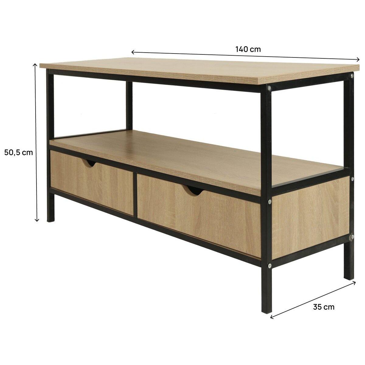 Habitat et Jardin Meuble TV avec tiroir style industriel  Detroit  - 113 x 40 x 55 cm - Beige