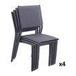 CREADOR Lot de 4 chaises empilables textilène gris anthracite CLARA