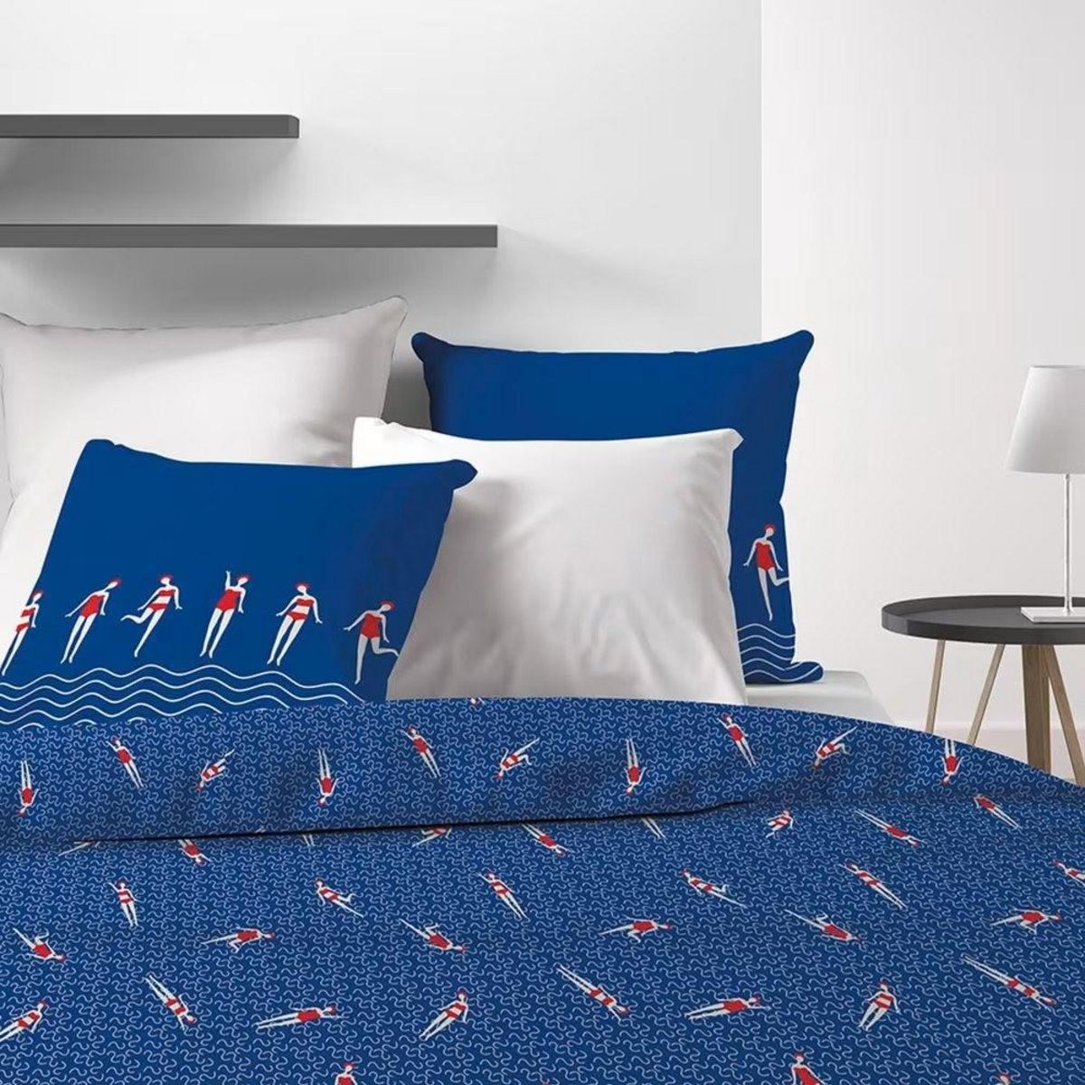 ATELIER DU COTON Housse de couette 240x220 BAIGNEUSES + 2 taies coton 57 fils