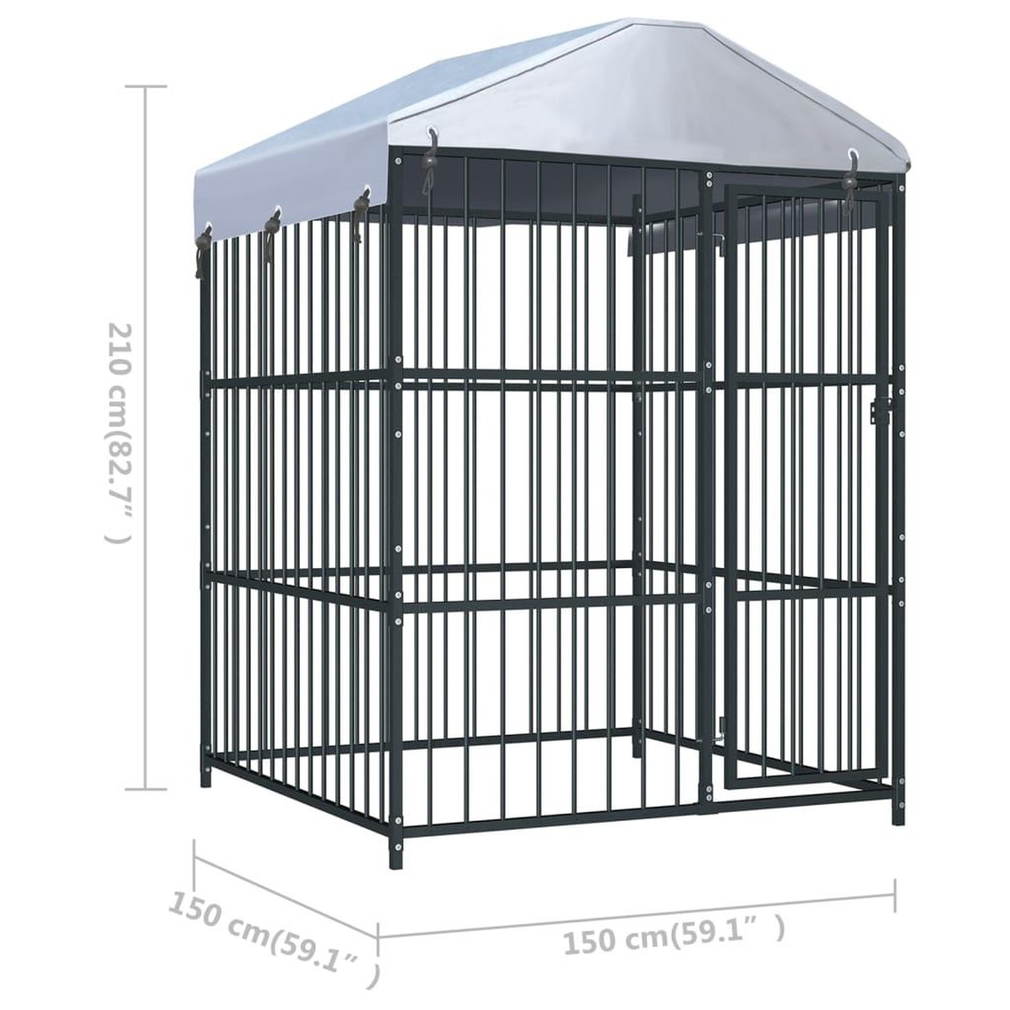 Voir la diapositive 6 : VIDAXL Chenil d'exterieur avec toit pour chiens 150x150x210 cm