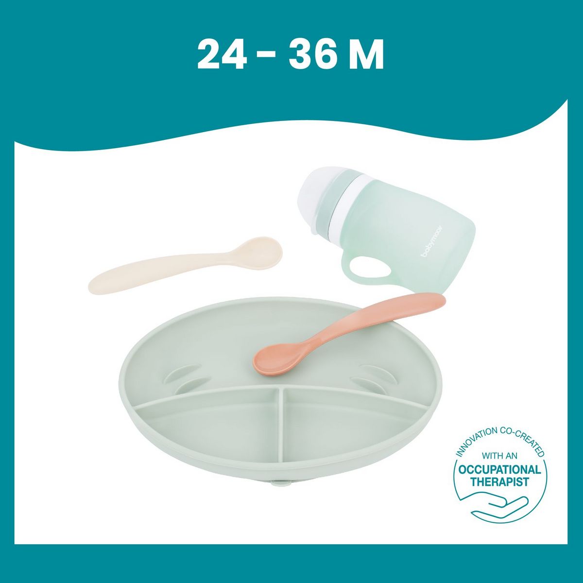 BABYMOOV Kit repas en silicone vert GROW'ISY