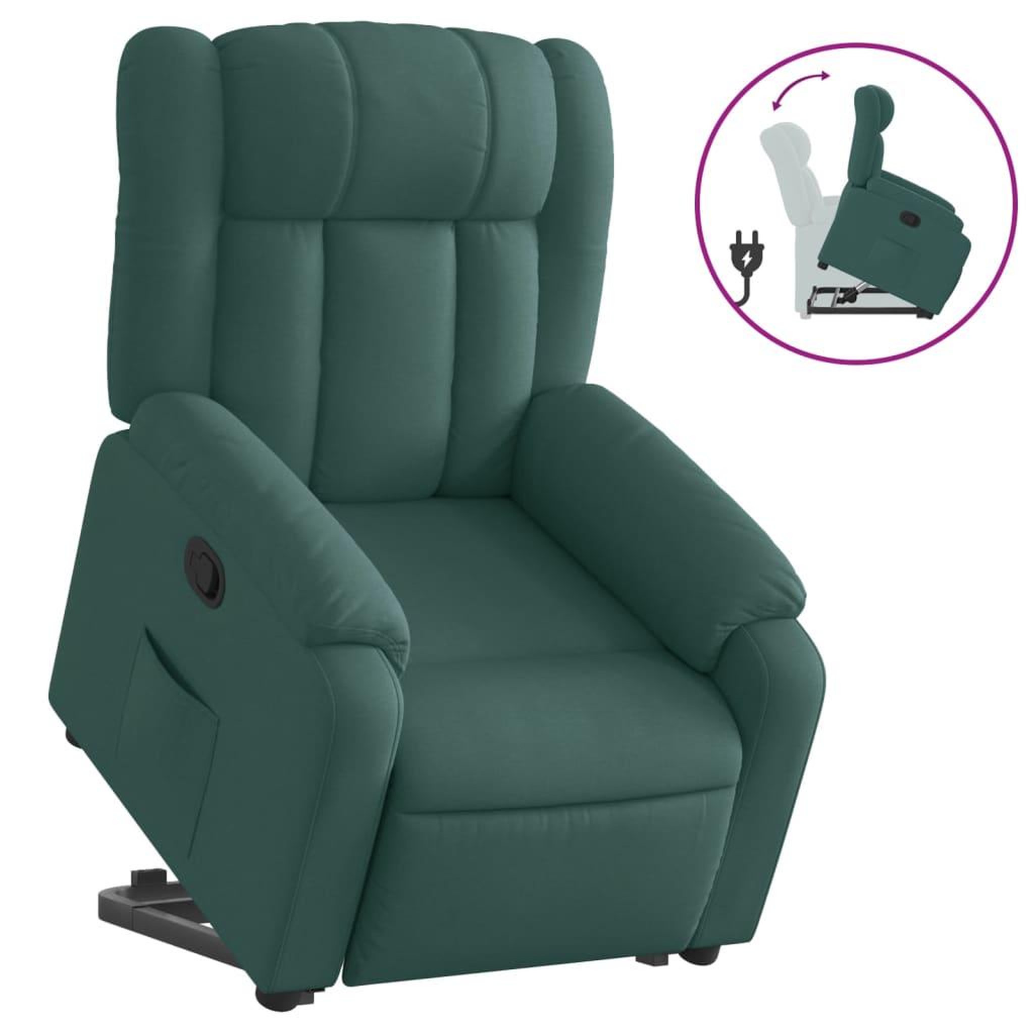 Voir la diapositive 2 : VIDAXL Fauteuil inclinable vert fonce tissu