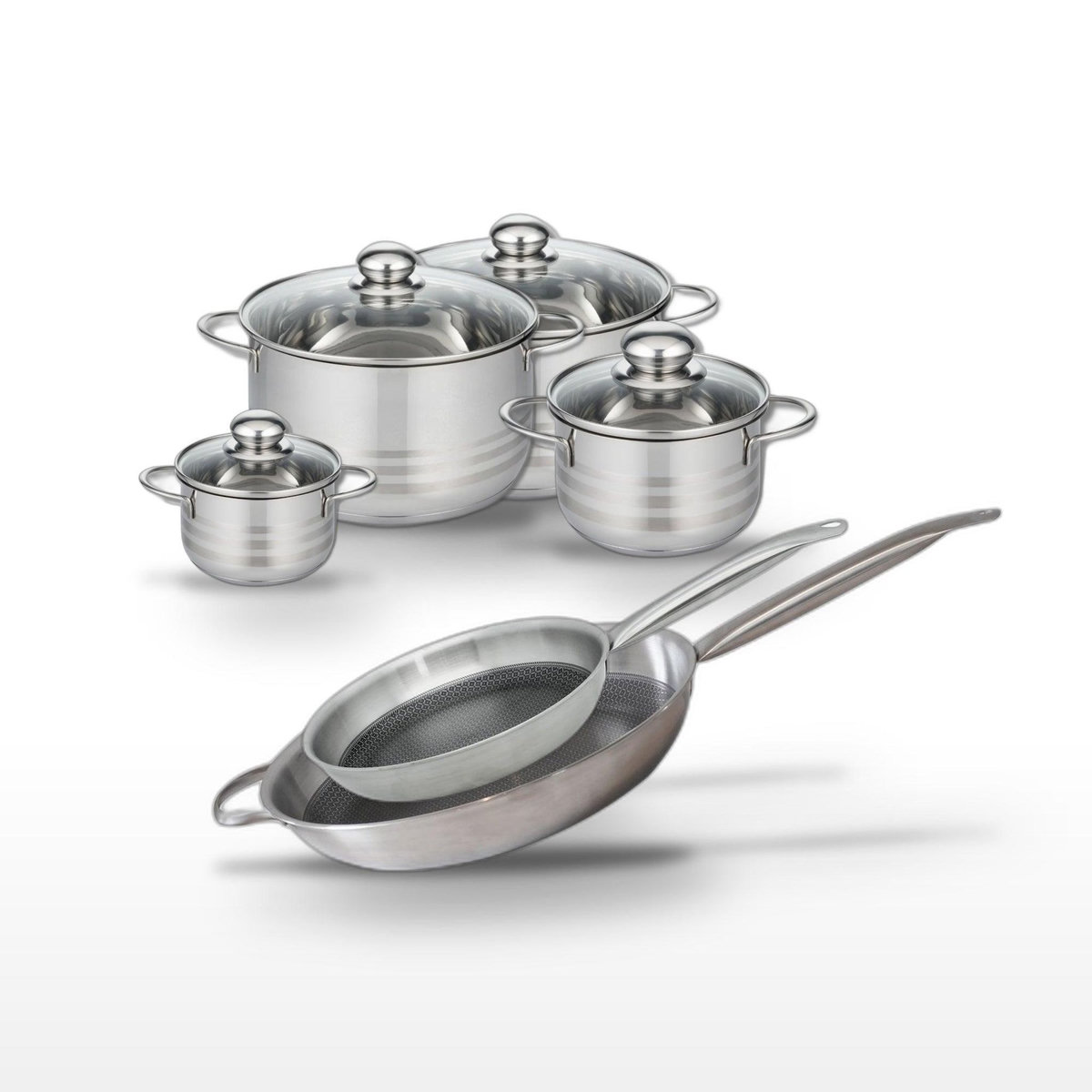 ELO Lot Faitouts 12/16/20/24 cm & Poêles 28/32 cm Elo Relief Solution