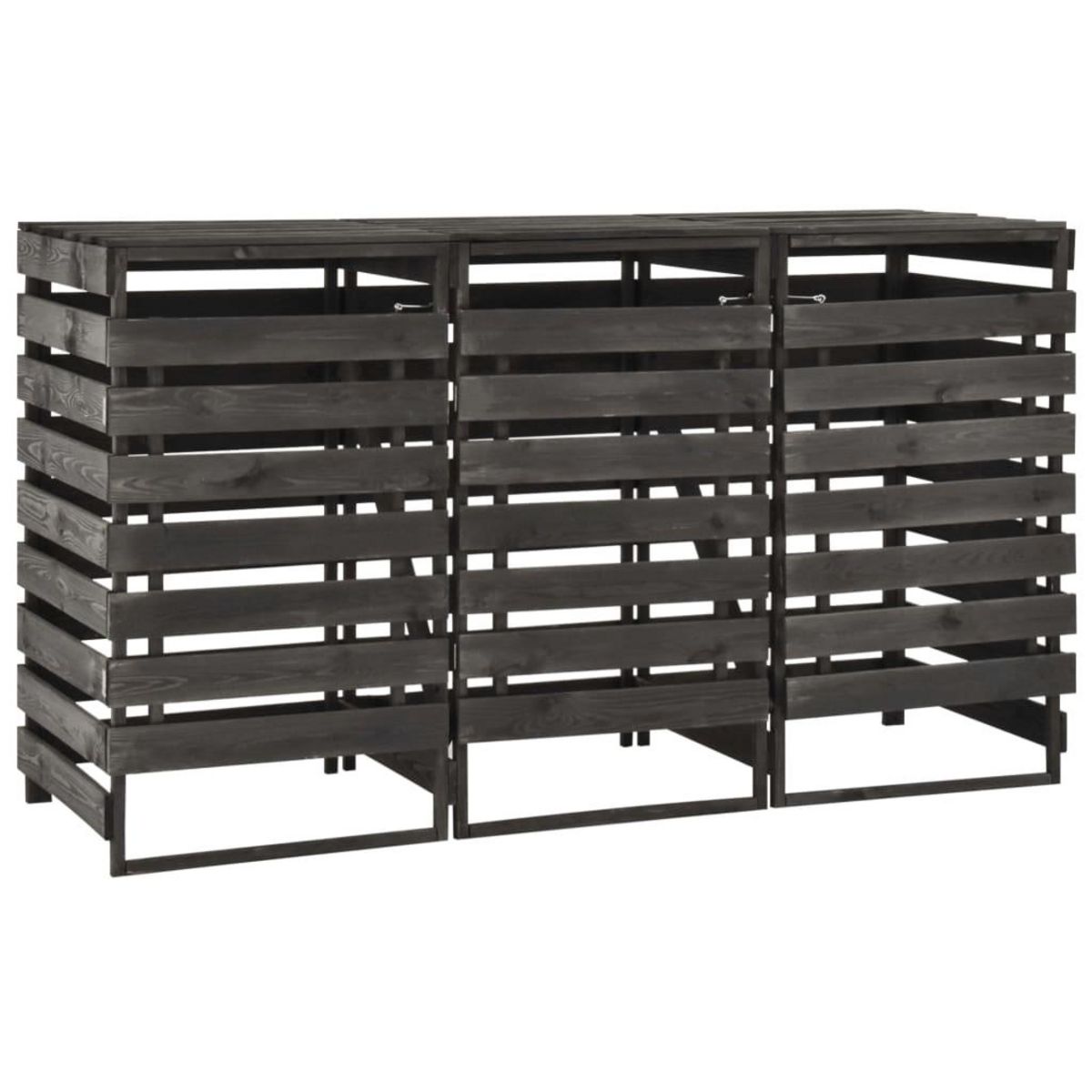 VIDAXL Abri de poubelle triple 210x75x121 cm Bois de pin massif peint