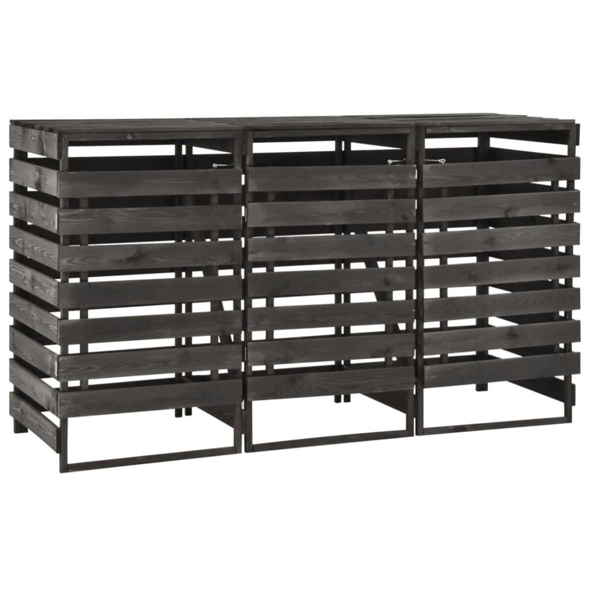 VIDAXL Abri de poubelle triple 210x75x121 cm Bois de pin massif peint
