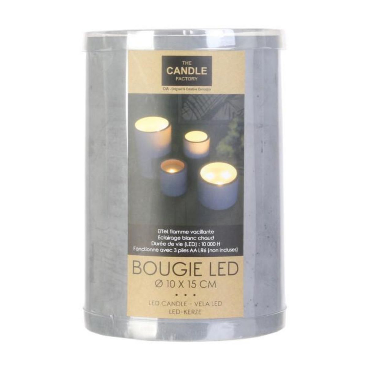 The Home Deco Factory Bougie LED design ciment Factory - Gris